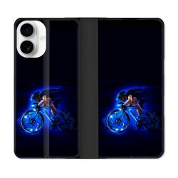 Housse cuir portefeuille Pour Iphone 17 Sport Cyclisme Bleu