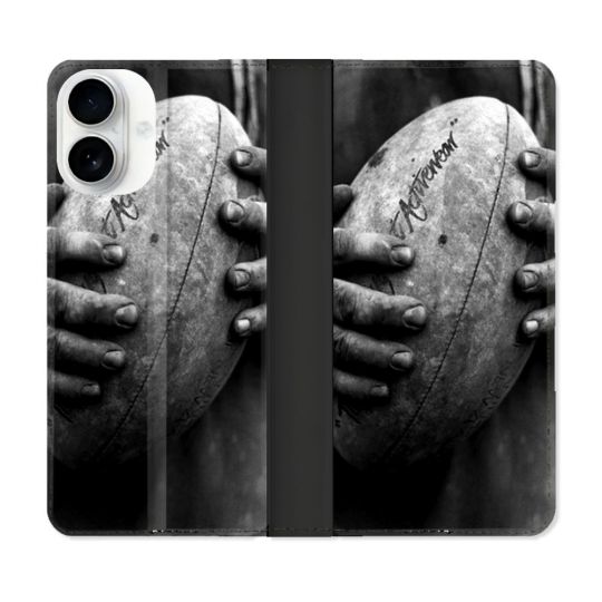 Housse cuir portefeuille Pour Iphone 17 Sport Rugby Ballon Vintage