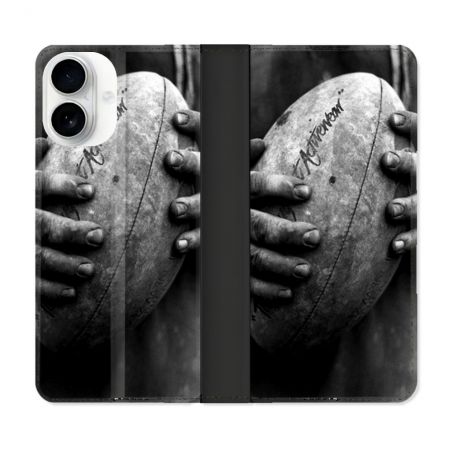 Housse cuir portefeuille Pour Iphone 17 Sport Rugby Ballon Vintage