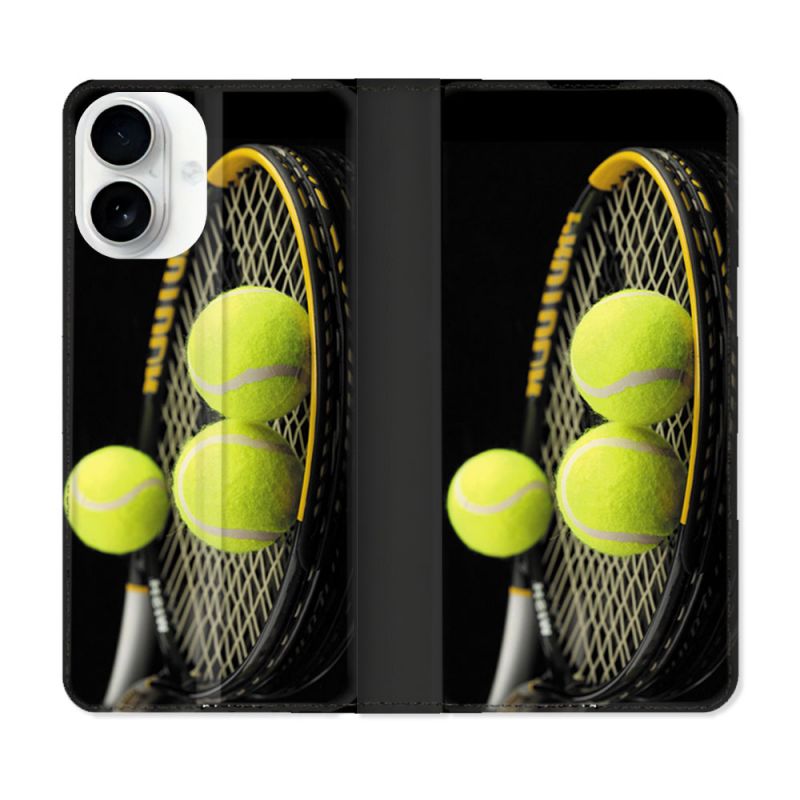 Housse cuir portefeuille Pour Iphone 17 Sport Tennis Balls