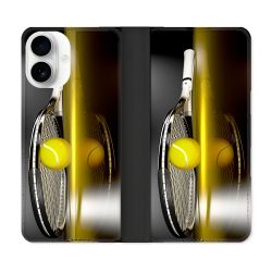 Housse cuir portefeuille Pour Iphone 17 Sport Tennis Reflet