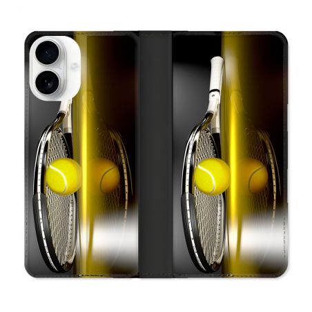 Housse cuir portefeuille Pour Iphone 17 Sport Tennis Reflet
