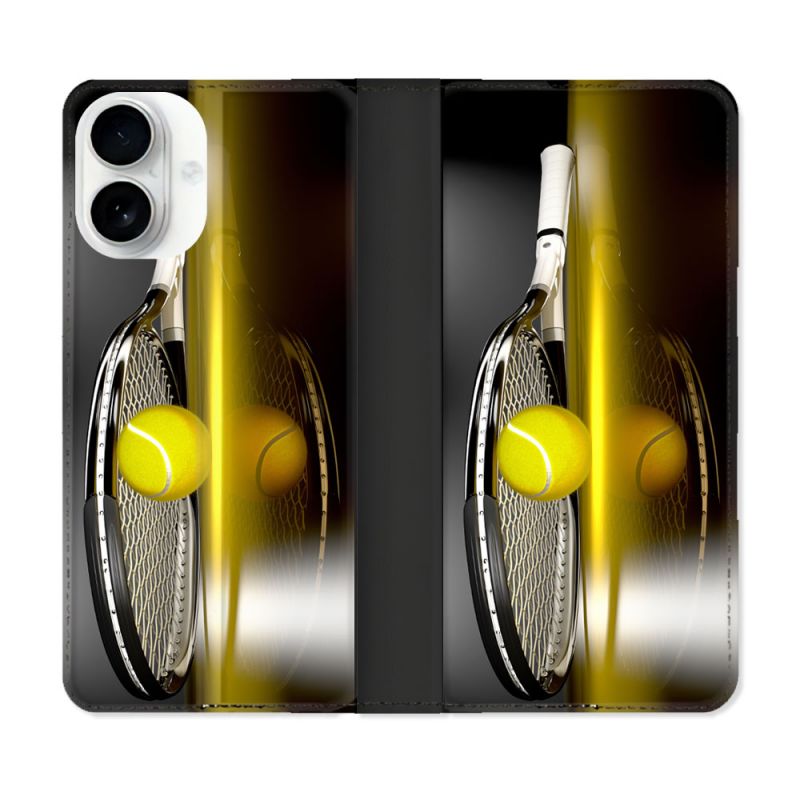 Housse cuir portefeuille Pour Iphone 17 Sport Tennis Reflet