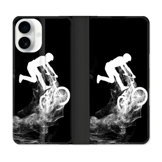 Housse cuir portefeuille Pour Iphone 17 Sport VTT Noir