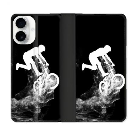 Housse cuir portefeuille Pour Iphone 17 Sport VTT Noir