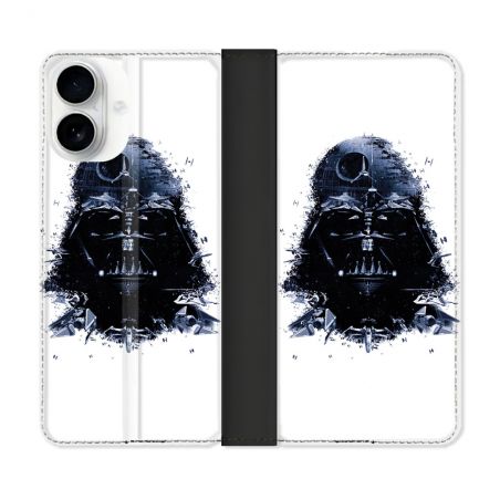 Housse cuir portefeuille Pour Iphone 17 Star Wars - Dark Vador Blanc