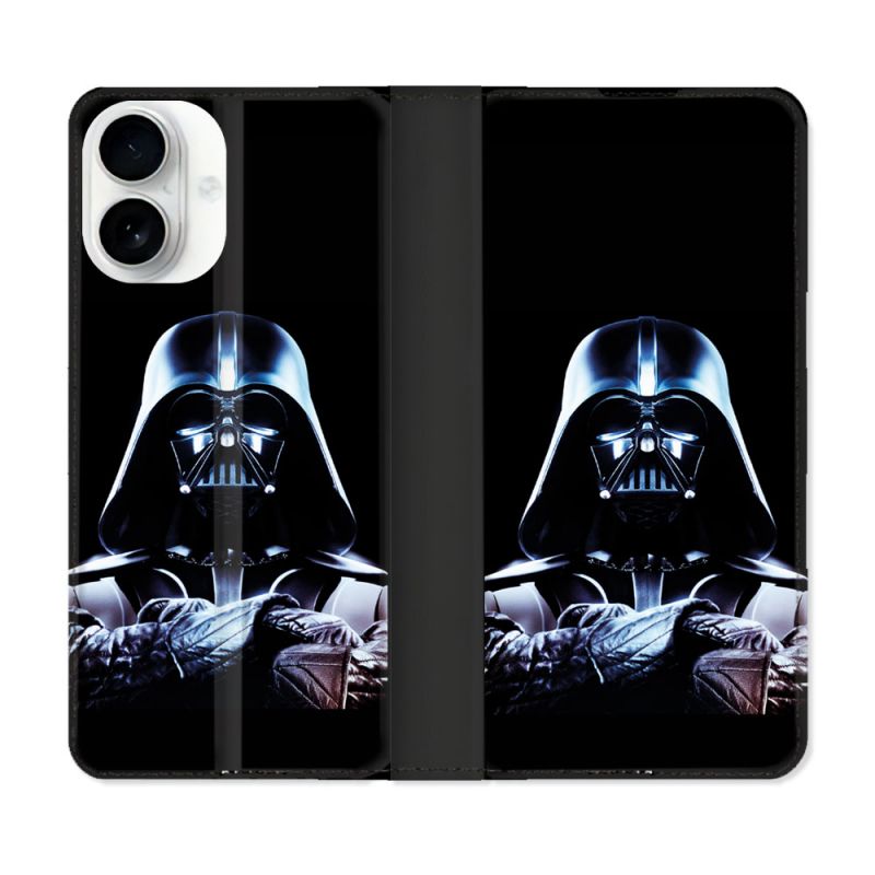 Housse cuir portefeuille Pour Iphone 17 Star Wars - Dark Vador Noir