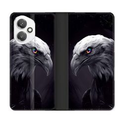 Housse cuir portefeuille Pour Honor 400 5G Animal Aigle Royal Noir