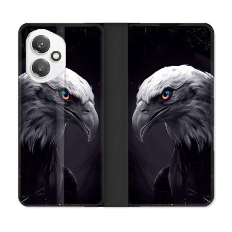 Housse cuir portefeuille Pour Honor 400 5G Animal Aigle Royal Noir