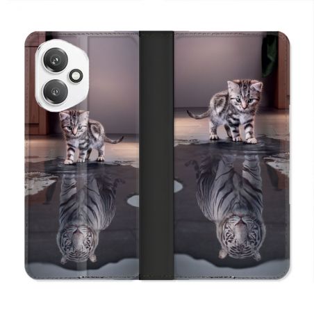Housse cuir portefeuille Pour Honor 400 5G Animal Chat Reflet