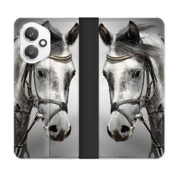 Housse cuir portefeuille Pour Honor 400 5G Animal Cheval Blanc