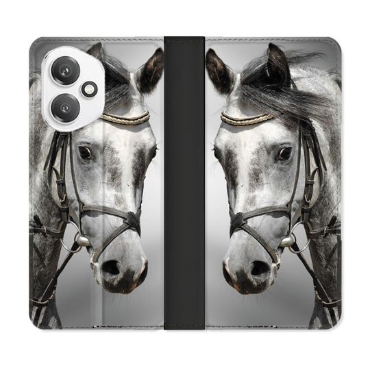 Housse cuir portefeuille Pour Honor 400 5G Animal Cheval Blanc