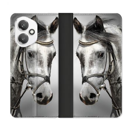 Housse cuir portefeuille Pour Honor 400 5G Animal Cheval Blanc