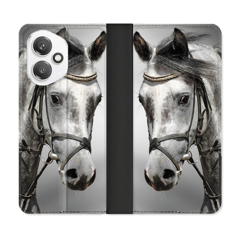 Housse cuir portefeuille Pour Honor 400 5G Animal Cheval Blanc