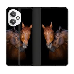 Housse cuir portefeuille Pour Honor 400 5G Animal Cheval Marron
