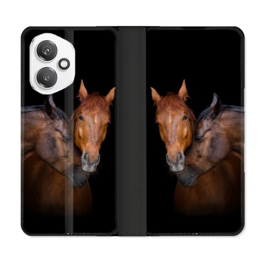 Housse cuir portefeuille Pour Honor 400 5G Animal Cheval Marron