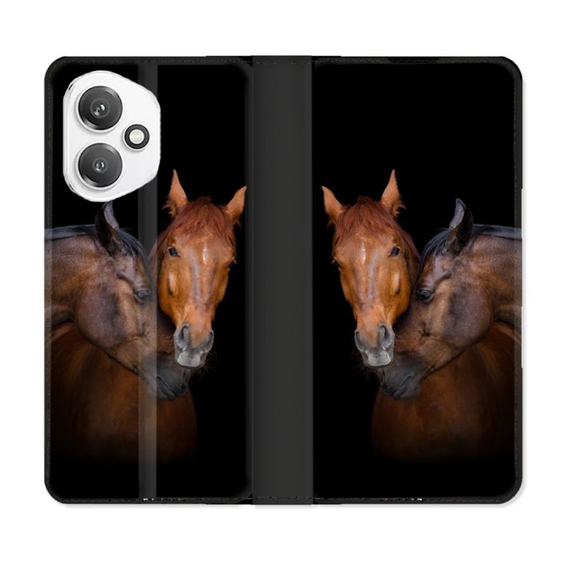 Housse cuir portefeuille Pour Honor 400 5G Animal Cheval Marron