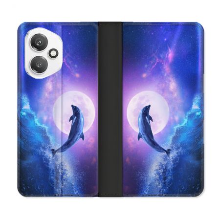 Housse cuir portefeuille Pour Honor 400 5G Animal Dauphin Vague