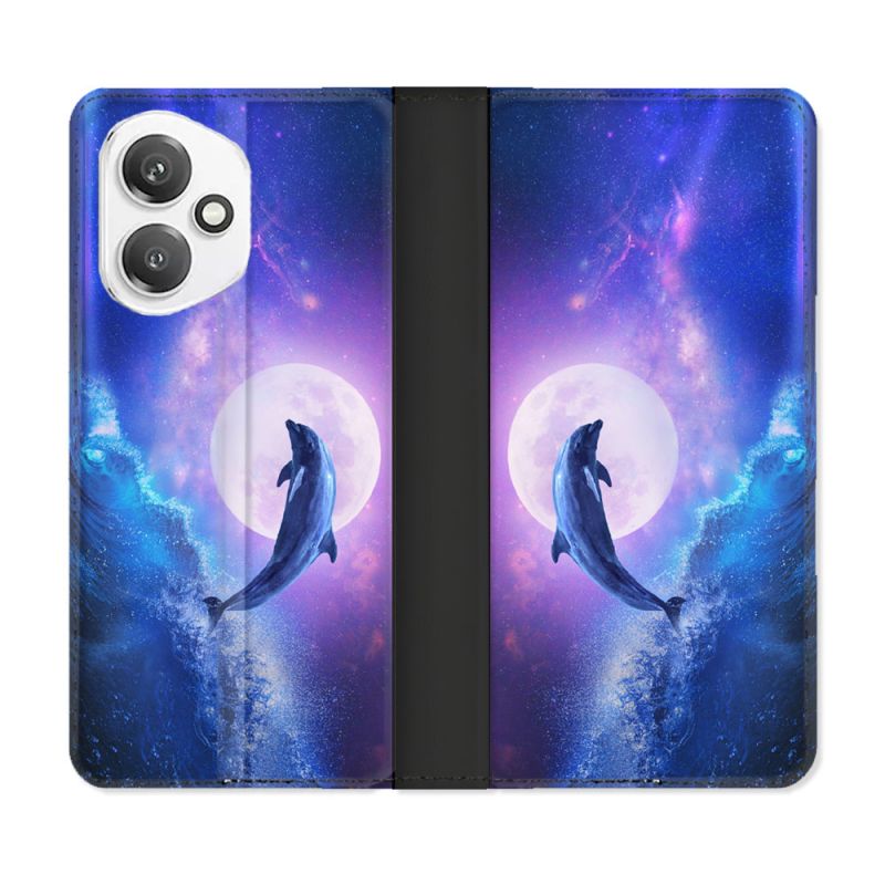 Housse cuir portefeuille Pour Honor 400 5G Animal Dauphin Vague