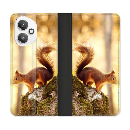 Housse cuir portefeuille Pour Honor 400 5G Animal Ecureuil Bois