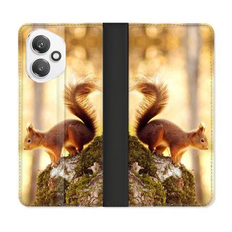 Housse cuir portefeuille Pour Honor 400 5G Animal Ecureuil Bois