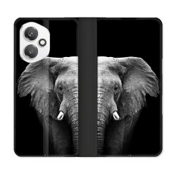Housse cuir portefeuille Pour Honor 400 5G Animal Elephant Noir