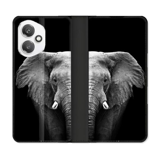 Housse cuir portefeuille Pour Honor 400 5G Animal Elephant Noir