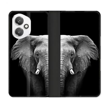 Housse cuir portefeuille Pour Honor 400 5G Animal Elephant Noir