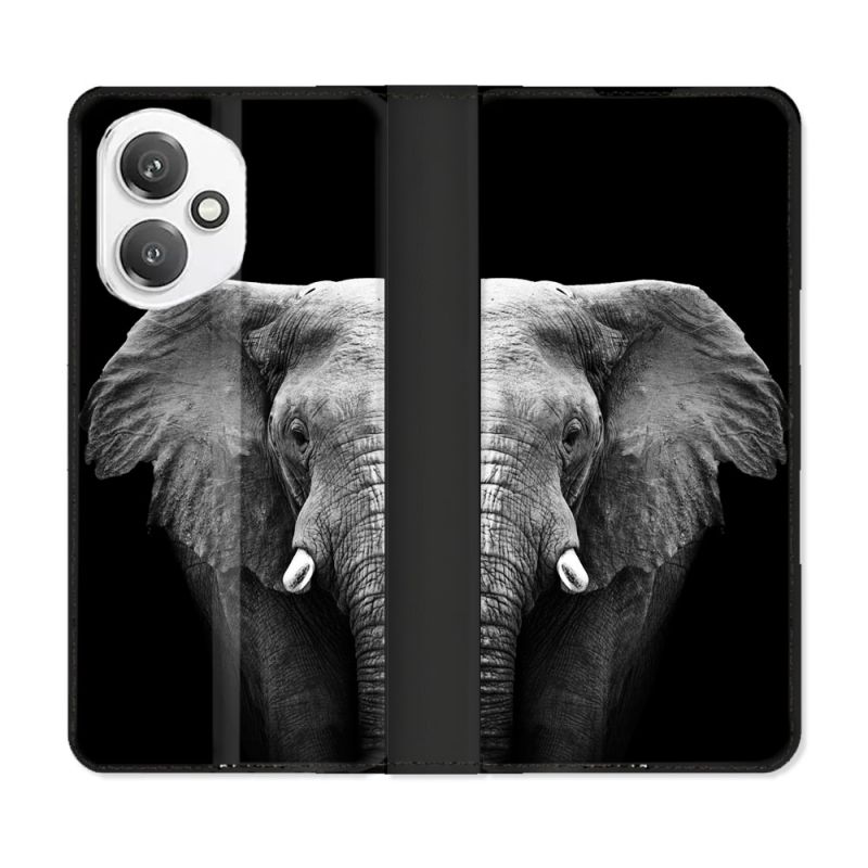 Housse cuir portefeuille Pour Honor 400 5G Animal Elephant Noir