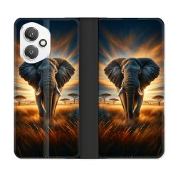 Housse cuir portefeuille Pour Honor 400 5G Animal Elephant Savane