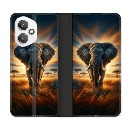 Housse cuir portefeuille Pour Honor 400 5G Animal Elephant Savane