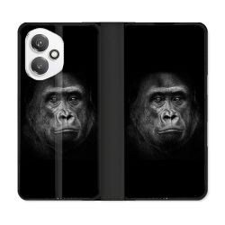 Housse cuir portefeuille Pour Honor 400 5G Animal Gorille Noir