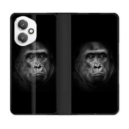 Housse cuir portefeuille Pour Honor 400 5G Animal Gorille Noir