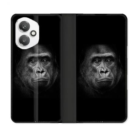Housse cuir portefeuille Pour Honor 400 5G Animal Gorille Noir