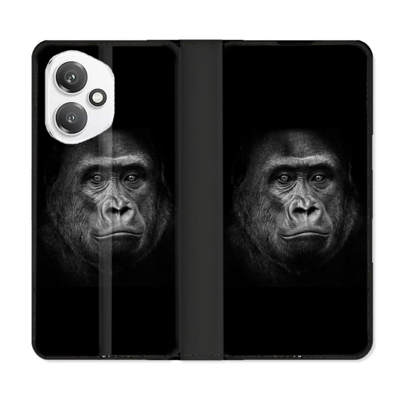 Housse cuir portefeuille Pour Honor 400 5G Animal Gorille Noir