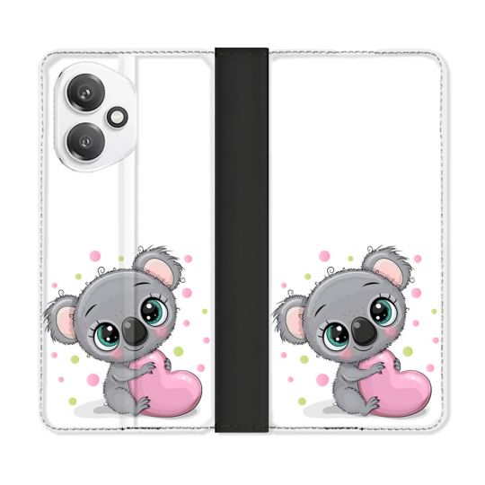 Housse cuir portefeuille Pour Honor 400 5G Animal Koala Cœur