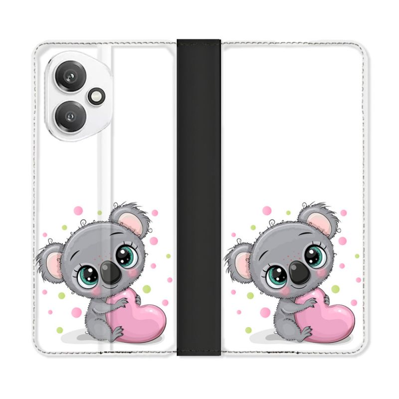 Housse cuir portefeuille Pour Honor 400 5G Animal Koala Cœur
