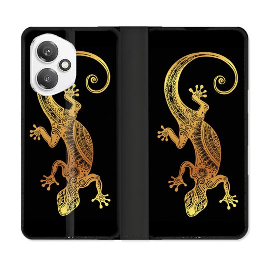 Housse cuir portefeuille Pour Honor 400 5G Animal Lezard Noir