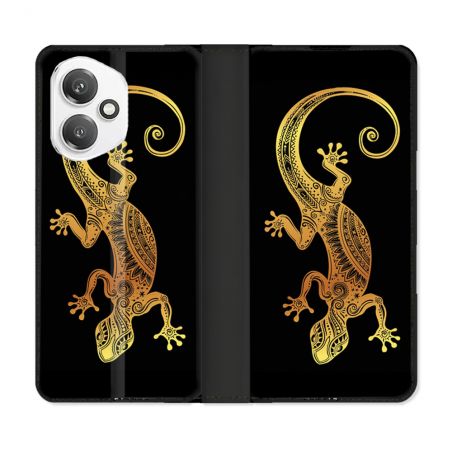 Housse cuir portefeuille Pour Honor 400 5G Animal Lezard Noir