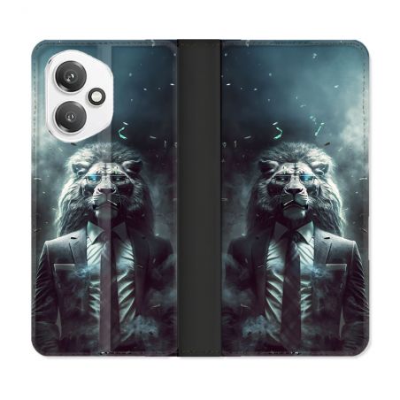 Housse cuir portefeuille Pour Honor 400 5G Animal Lion Business