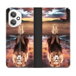 Housse cuir portefeuille Pour Honor 400 5G Animal Lion Reflet