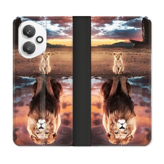 Housse cuir portefeuille Pour Honor 400 5G Animal Lion Reflet