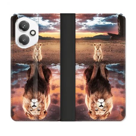 Housse cuir portefeuille Pour Honor 400 5G Animal Lion Reflet