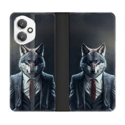 Housse cuir portefeuille Pour Honor 400 5G Animal Loup Business