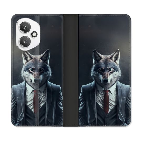 Housse cuir portefeuille Pour Honor 400 5G Animal Loup Business