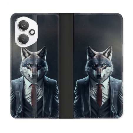 Housse cuir portefeuille Pour Honor 400 5G Animal Loup Business