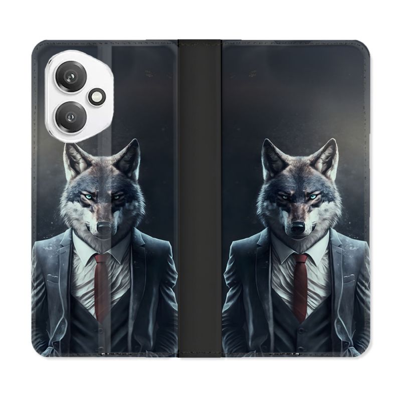 Housse cuir portefeuille Pour Honor 400 5G Animal Loup Business
