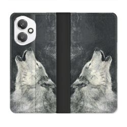 Housse cuir portefeuille Pour Honor 400 5G Animal Loup Hurlement