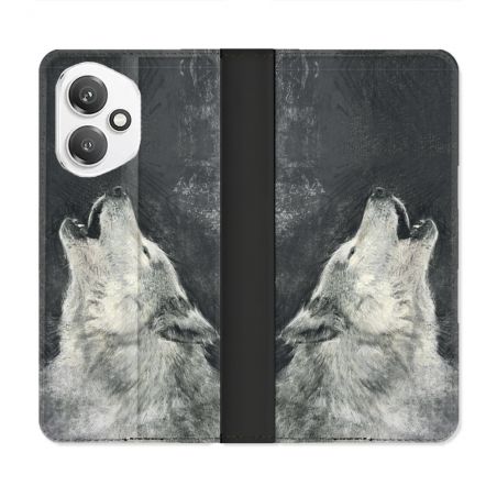Housse cuir portefeuille Pour Honor 400 5G Animal Loup Hurlement