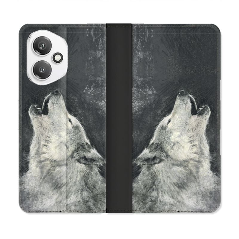 Housse cuir portefeuille Pour Honor 400 5G Animal Loup Hurlement